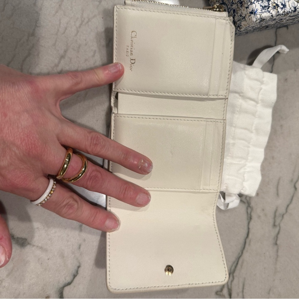 Christian Dior Lotus Wallet Tri-fold Pink and Cream FULL INCLUSION - Picture 9 of 16